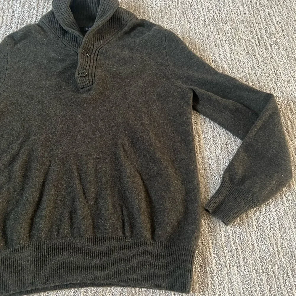 J. Crew Mens Green Cowl neck Sweater